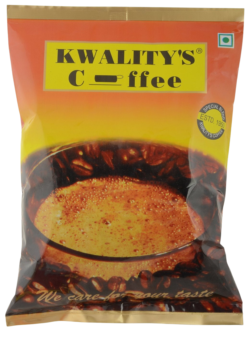 Front packaging of Kwality's Premium Blend 80/20 coffee and chicory mix.